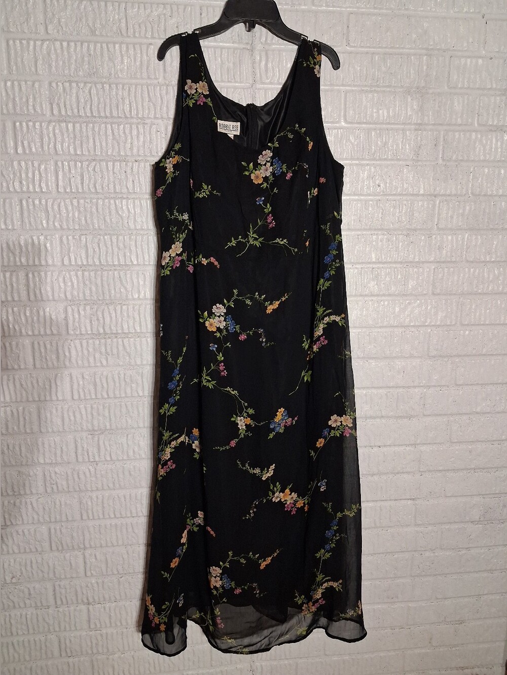 Robbie Bee Floral Black Slip Dress Vintage
